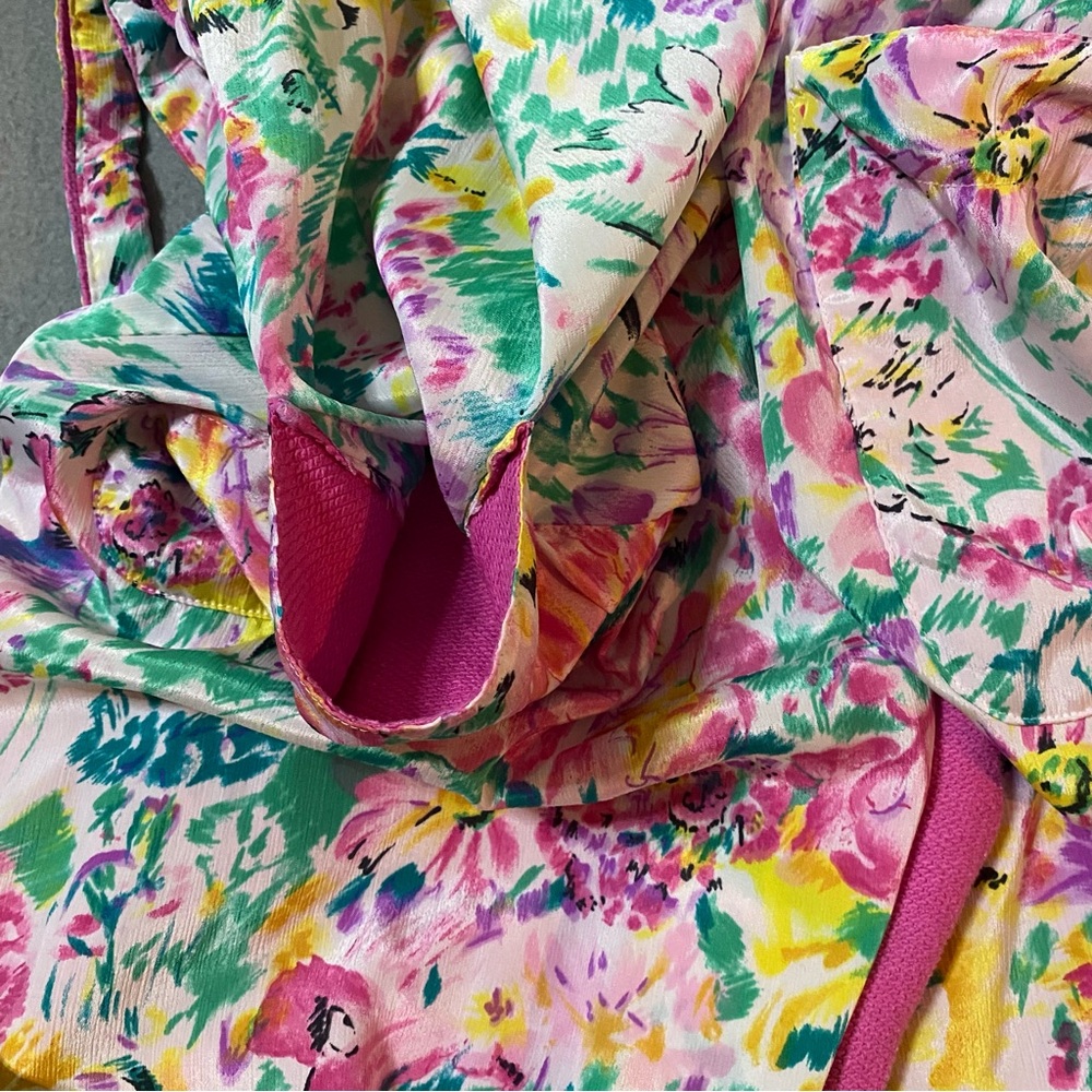 Vtg Victorias Secret Bathrobe One Size Pink Floral Terry Lined Gold Label *FLAWS - Picture 11 of 16